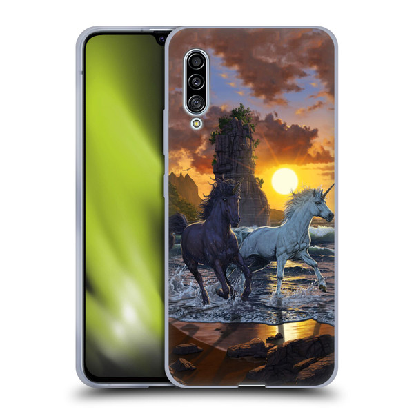 Vincent Hie Key Art Unicorns On The Beach Soft Gel Case for Samsung Galaxy A90 5G (2019)