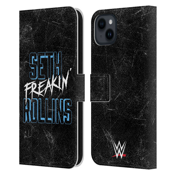 WWE Seth Rollins Logotype Leather Book Wallet Case Cover For Apple iPhone 15 Plus