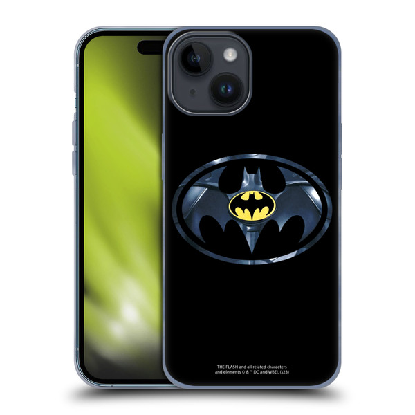 The Flash 2023 Graphics Black Batman Logo Soft Gel Case for Apple iPhone 15