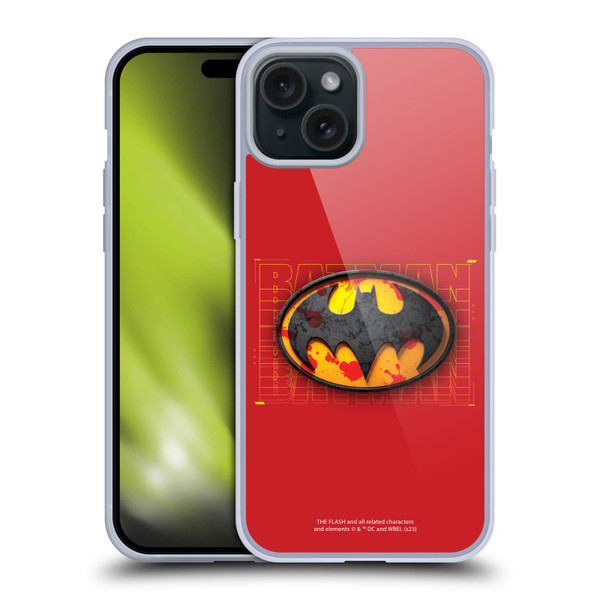 The Flash 2023 Graphics Batman Logo Soft Gel Case for Apple iPhone 15 Plus