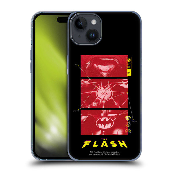 The Flash 2023 Graphics Suit Logos Soft Gel Case for Apple iPhone 15 Plus