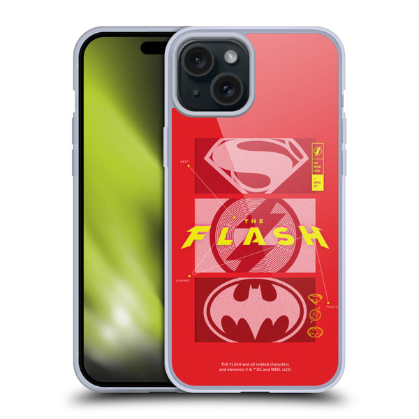 The Flash 2023 Graphics Superhero Logos Soft Gel Case for Apple iPhone 15 Plus