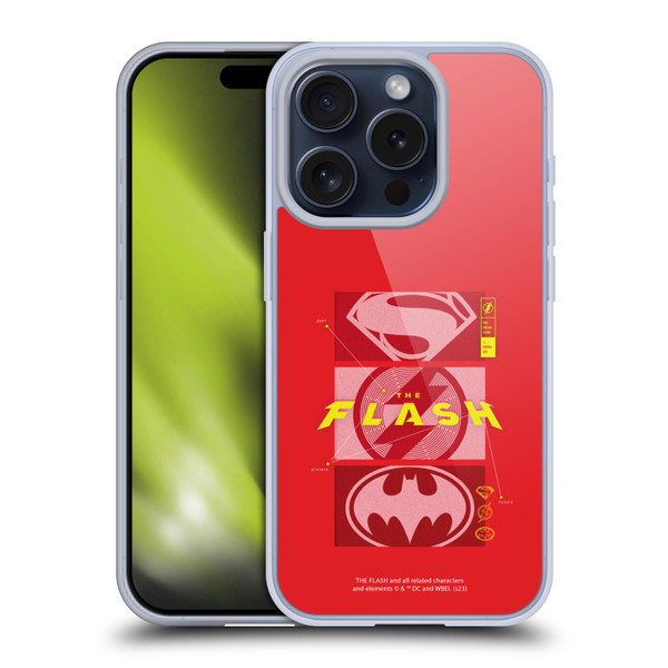 The Flash 2023 Graphics Superhero Logos Soft Gel Case for Apple iPhone 15 Pro
