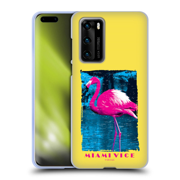 Miami Vice Art Pink Flamingo Soft Gel Case for Huawei P40 5G