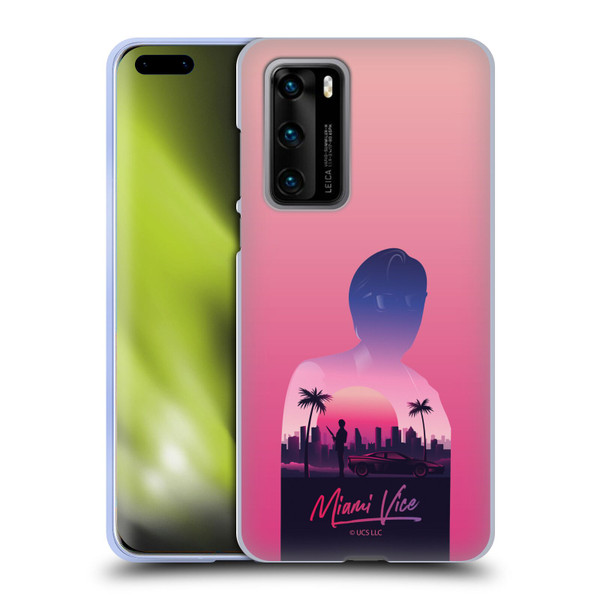 Miami Vice Art Sunset Soft Gel Case for Huawei P40 5G