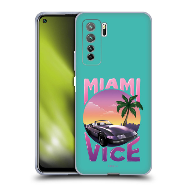 Miami Vice Art Sunset Car Soft Gel Case for Huawei Nova 7 SE/P40 Lite 5G