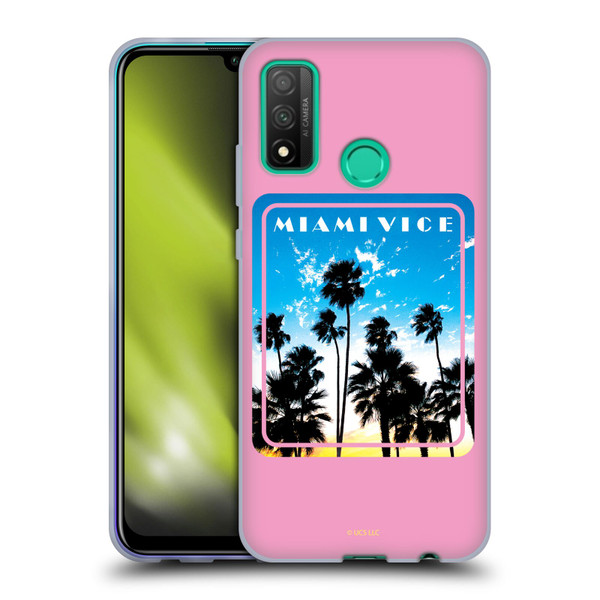 Miami Vice Art Miami Beach Palm Tree Soft Gel Case for Huawei P Smart (2020)