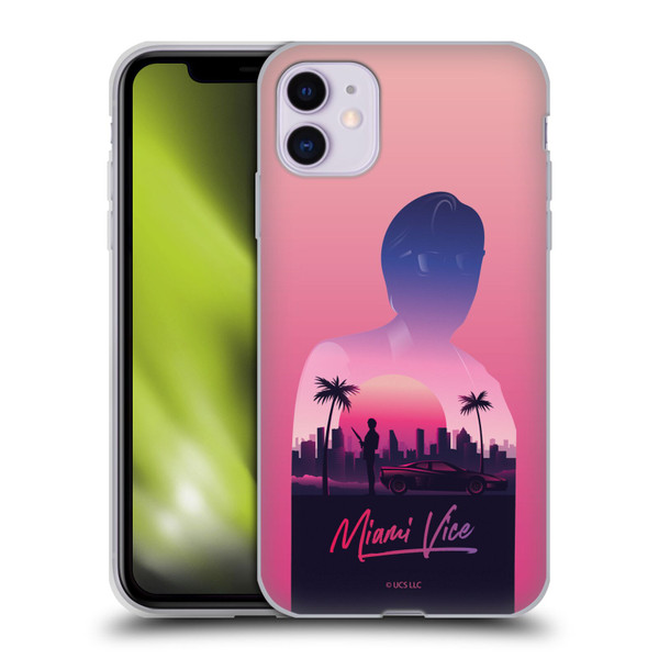 Miami Vice Art Sunset Soft Gel Case for Apple iPhone 11