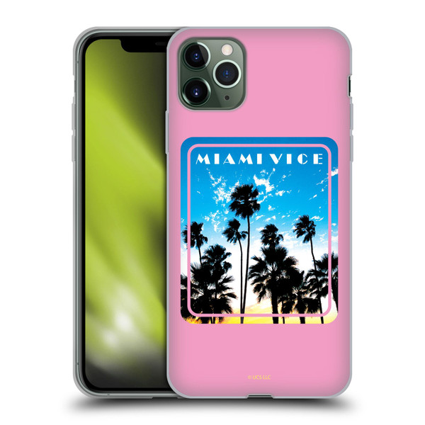 Miami Vice Art Miami Beach Palm Tree Soft Gel Case for Apple iPhone 11 Pro Max