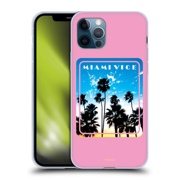 Miami Vice Art Miami Beach Palm Tree Soft Gel Case for Apple iPhone 12 / iPhone 12 Pro