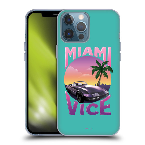 Miami Vice Art Sunset Car Soft Gel Case for Apple iPhone 13 Pro Max