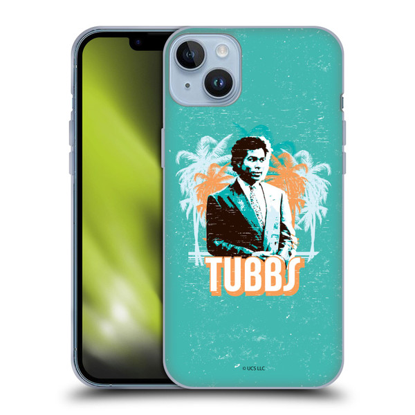 Miami Vice Art Tubbs And Palm Tree Scenery Soft Gel Case for Apple iPhone 14 Plus