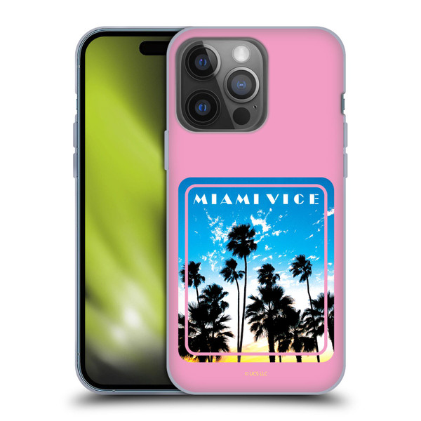 Miami Vice Art Miami Beach Palm Tree Soft Gel Case for Apple iPhone 14 Pro