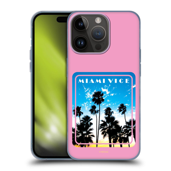 Miami Vice Art Miami Beach Palm Tree Soft Gel Case for Apple iPhone 15 Pro