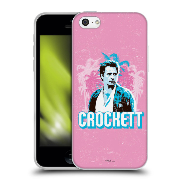 Miami Vice Art Crockett And Palm Tree Scenery Soft Gel Case for Apple iPhone 5c