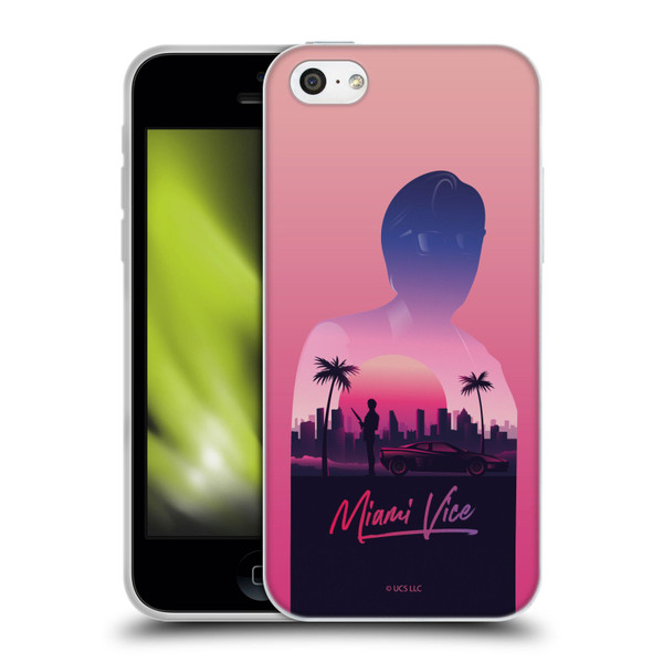 Miami Vice Art Sunset Soft Gel Case for Apple iPhone 5c