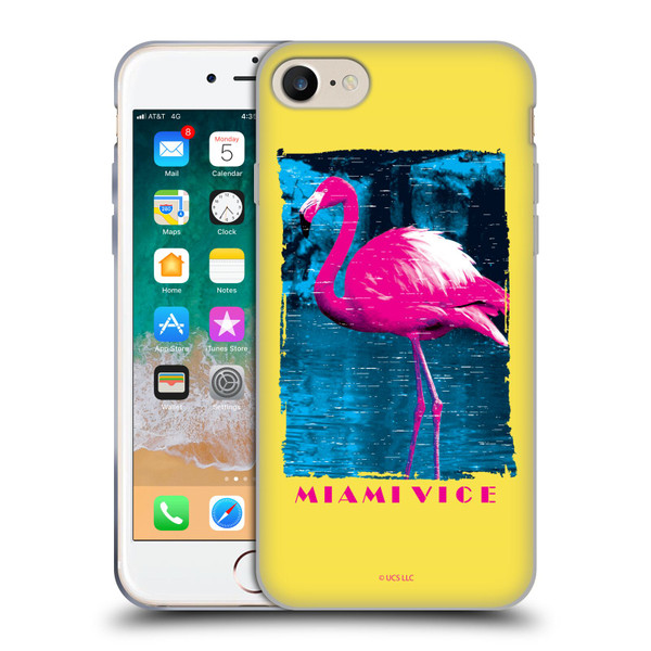 Miami Vice Art Pink Flamingo Soft Gel Case for Apple iPhone 7 / 8 / SE 2020 & 2022