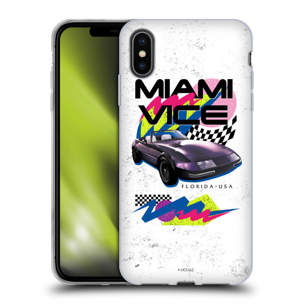 Miami Vice Art Car Soft Gel Case for Apple iPhone XS Max