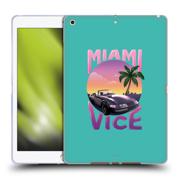 Miami Vice Art Sunset Car Soft Gel Case for Apple iPad 10.2 2019/2020/2021