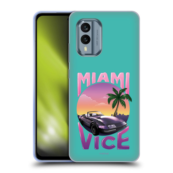 Miami Vice Art Sunset Car Soft Gel Case for Nokia X30