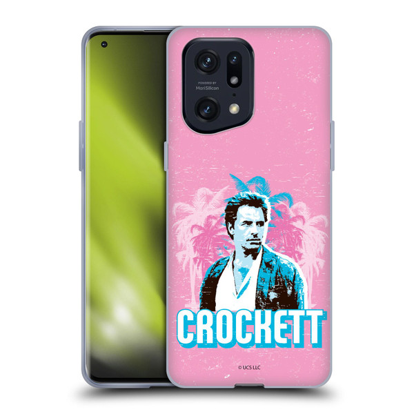 Miami Vice Art Crockett And Palm Tree Scenery Soft Gel Case for OPPO Find X5 Pro