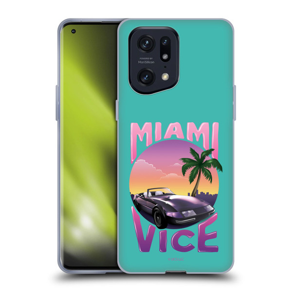 Miami Vice Art Sunset Car Soft Gel Case for OPPO Find X5 Pro