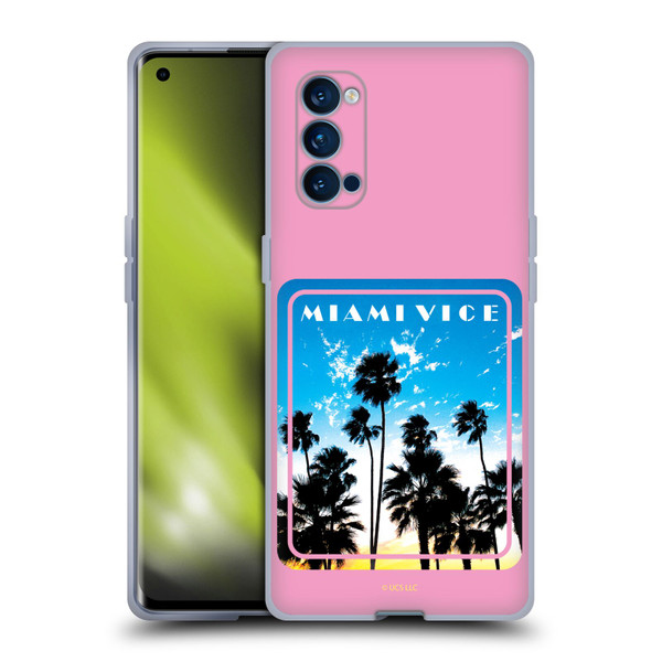 Miami Vice Art Miami Beach Palm Tree Soft Gel Case for OPPO Reno 4 Pro 5G