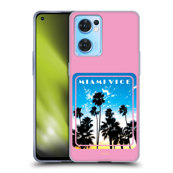 Miami Vice Art Miami Beach Palm Tree Soft Gel Case for OPPO Reno7 5G / Find X5 Lite