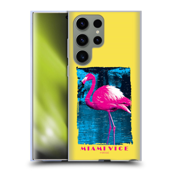 Miami Vice Art Pink Flamingo Soft Gel Case for Samsung Galaxy S23 Ultra 5G