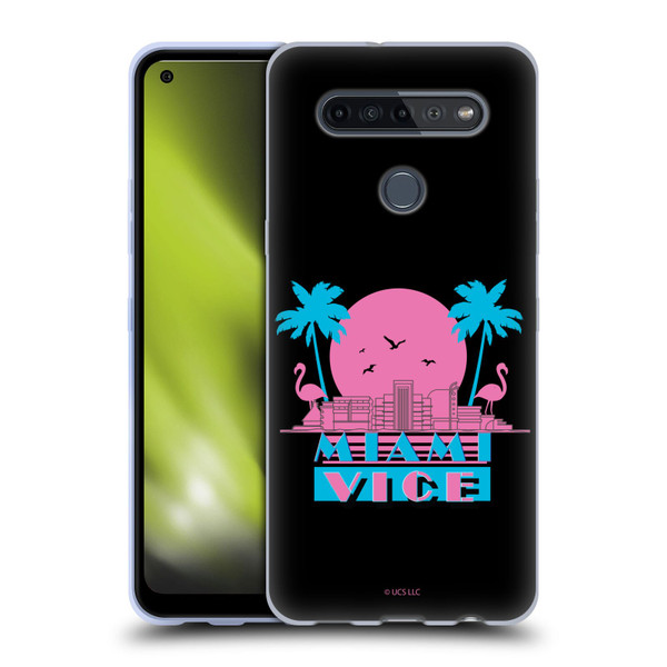 Miami Vice Graphics Sunset Flamingos Soft Gel Case for LG K51S