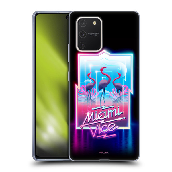 Miami Vice Graphics Flamingos Soft Gel Case for Samsung Galaxy S10 Lite