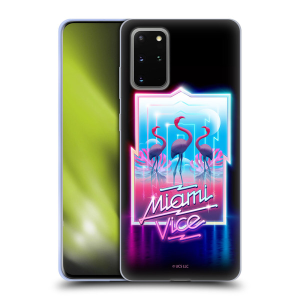 Miami Vice Graphics Flamingos Soft Gel Case for Samsung Galaxy S20+ / S20+ 5G