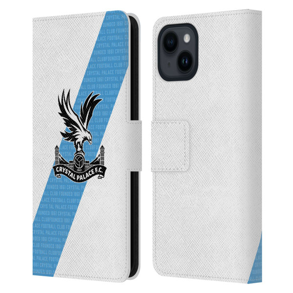 Crystal Palace FC 2023/24 Crest Kit Away Leather Book Wallet Case Cover For Apple iPhone 15