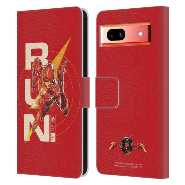The Flash 2023 Graphics Barry Allen Run Leather Book Wallet Case Cover For Google Pixel 7a