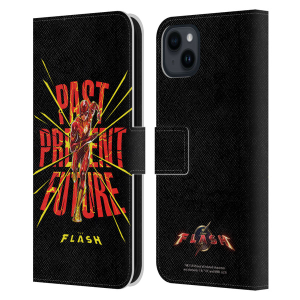 The Flash 2023 Graphics Speed Force Leather Book Wallet Case Cover For Apple iPhone 15 Plus