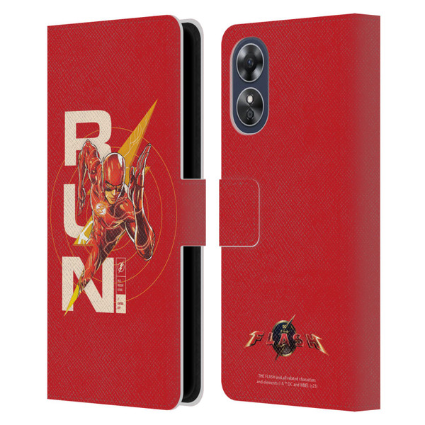 The Flash 2023 Graphics Barry Allen Run Leather Book Wallet Case Cover For OPPO A17