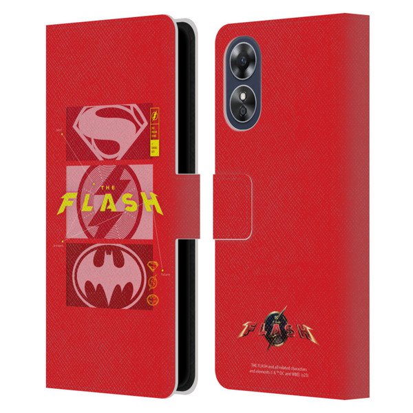 The Flash 2023 Graphics Superhero Logos Leather Book Wallet Case Cover For OPPO A17