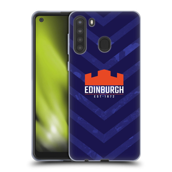 Edinburgh Rugby Graphic Art Blue Pattern Soft Gel Case for Samsung Galaxy A21 (2020)