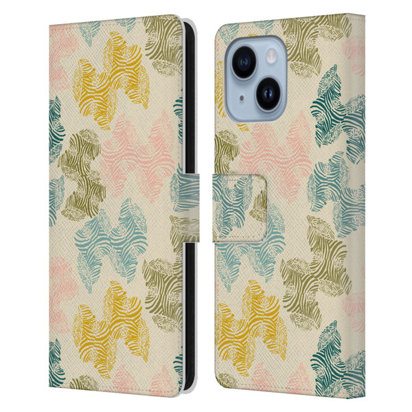 Gabriela Thomeu Art Zebra Green Leather Book Wallet Case Cover For Apple iPhone 14 Plus