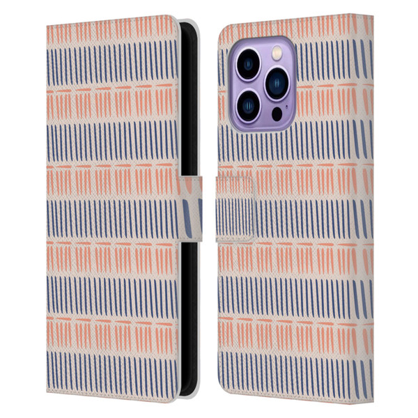 Gabriela Thomeu Art Blue And Pink Lines Leather Book Wallet Case Cover For Apple iPhone 14 Pro Max
