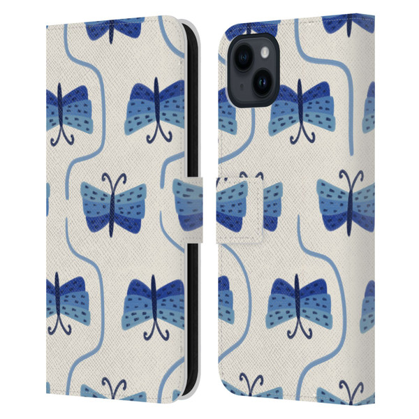 Gabriela Thomeu Art Butterfly Leather Book Wallet Case Cover For Apple iPhone 15 Plus