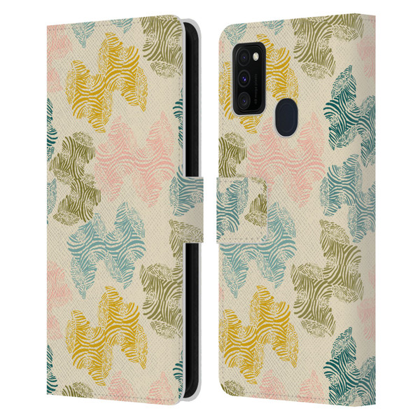 Gabriela Thomeu Art Zebra Green Leather Book Wallet Case Cover For Samsung Galaxy M30s (2019)/M21 (2020)