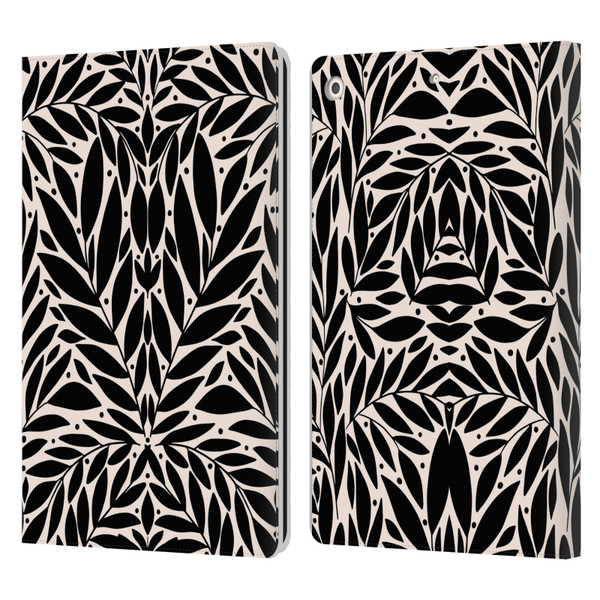 Gabriela Thomeu Floral Black And White Folk Leaves Leather Book Wallet Case Cover For Apple iPad 10.2 2019/2020/2021