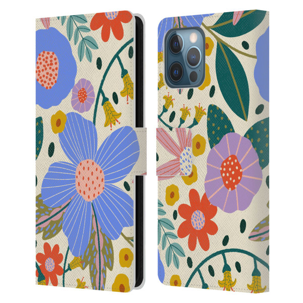 Gabriela Thomeu Floral Pure Joy - Colorful Floral Leather Book Wallet Case Cover For Apple iPhone 12 Pro Max