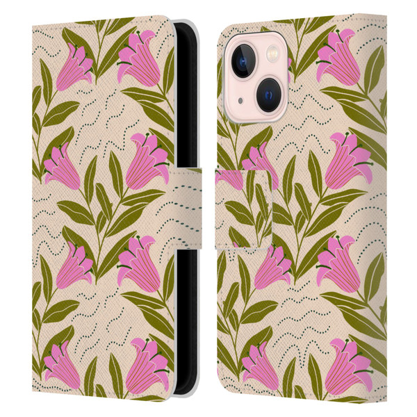 Gabriela Thomeu Floral Tulip Leather Book Wallet Case Cover For Apple iPhone 13 Mini