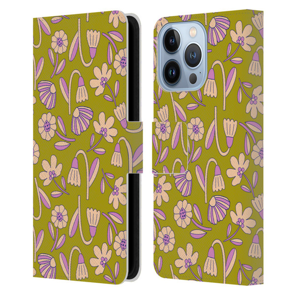 Gabriela Thomeu Floral Art Deco Leather Book Wallet Case Cover For Apple iPhone 13 Pro