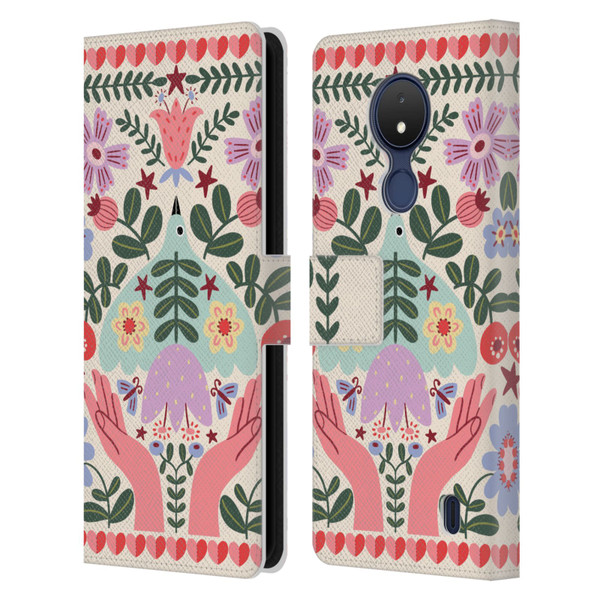Gabriela Thomeu Floral Folk Flora Leather Book Wallet Case Cover For Nokia C21