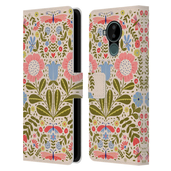 Gabriela Thomeu Floral Blooms & Butterflies Leather Book Wallet Case Cover For Nokia C30