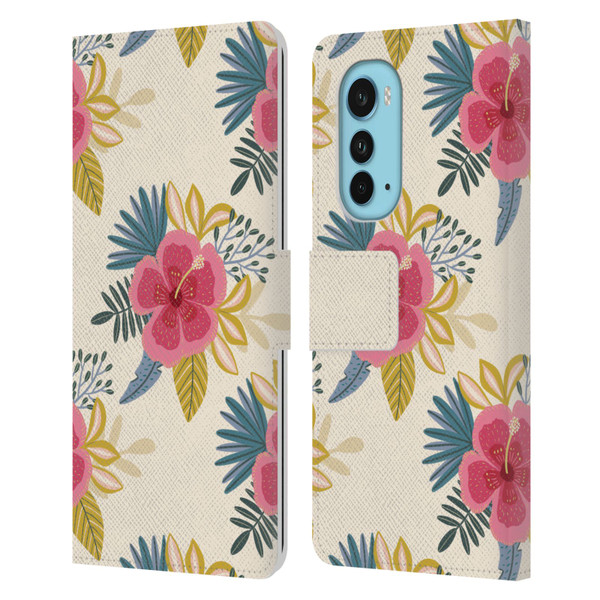 Gabriela Thomeu Floral Tropical Leather Book Wallet Case Cover For Motorola Edge (2022)