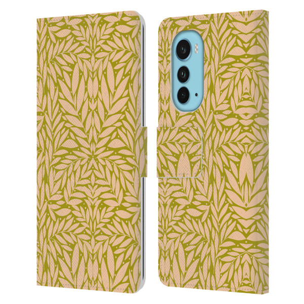 Gabriela Thomeu Floral Vintage Leaves Leather Book Wallet Case Cover For Motorola Edge (2022)